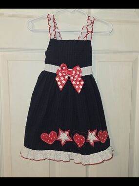 Sophie Rose Girls Navy Dress with Red Star Bow Sz 18 months